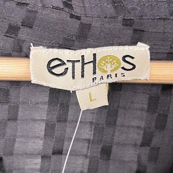 NWT Ethos Paris Fola 100% Organic Banana Fiber Ebony Tunic Top Sz Large - Picture 3 of 6